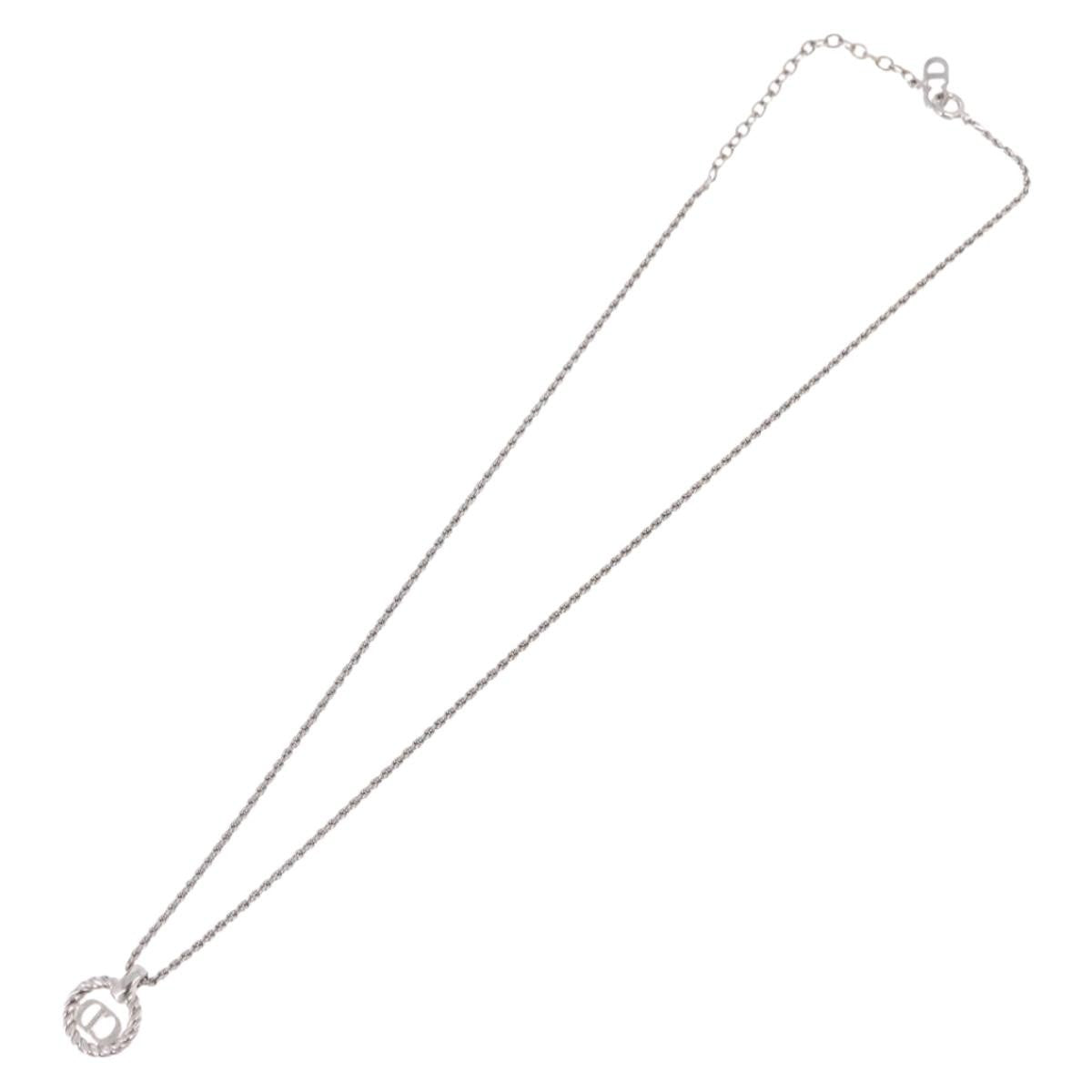 Christian Dior Vintage Circle Pendant Metal Silver Metal Necklace Jewelry (Pre-Owned)