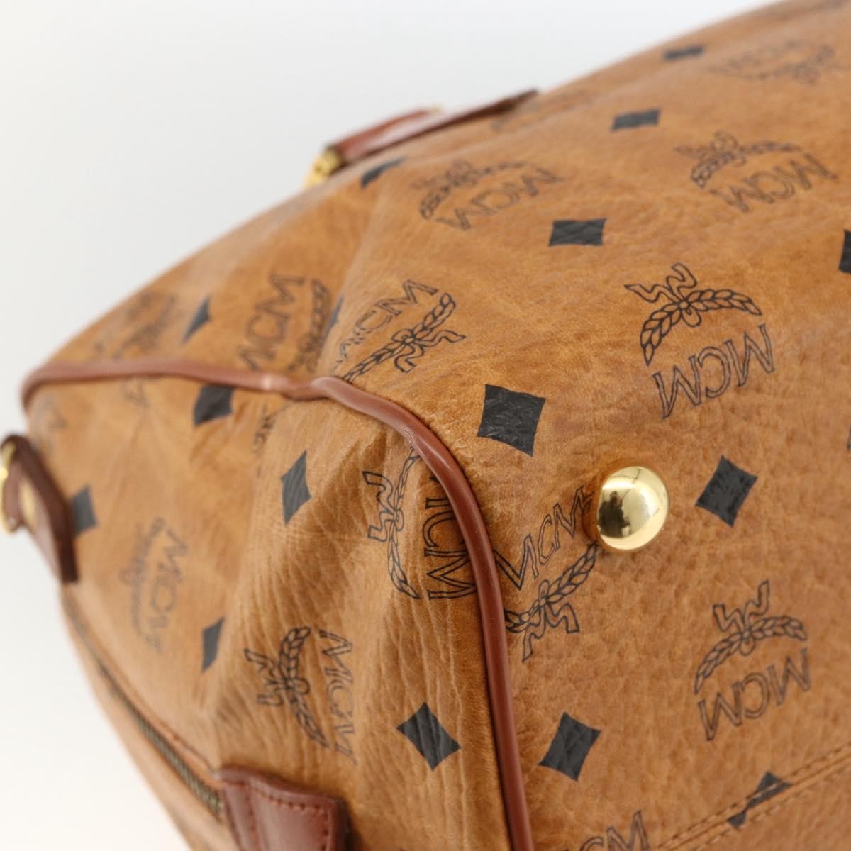 MCM Visetos Logogramme Leather Brown Leather Handbag (Pre-Owned)