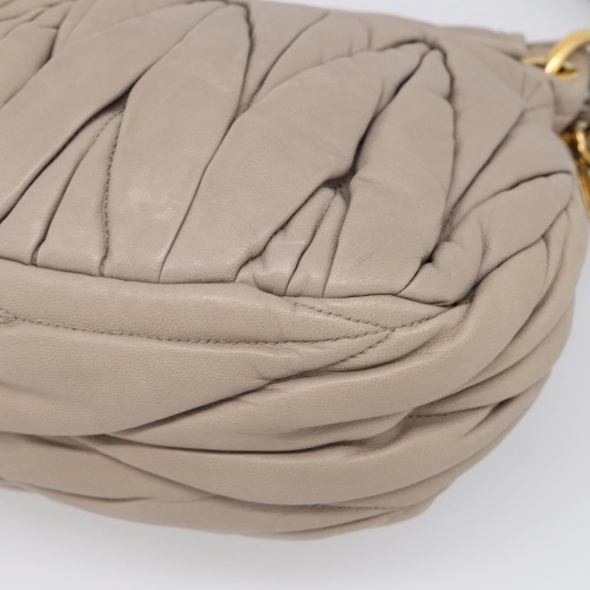 Miu Miu Coffer Hobo Matelasse Leather Beige Leather Handbag (Pre-Owned)