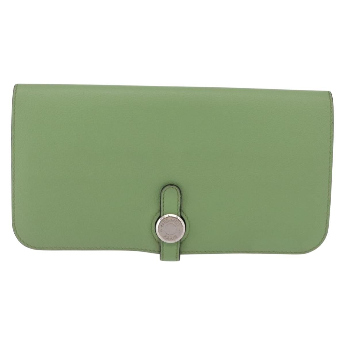 Hermes Dogon Recto Verso Leather Green Leather Wallets Accessory (Pre-Owned)