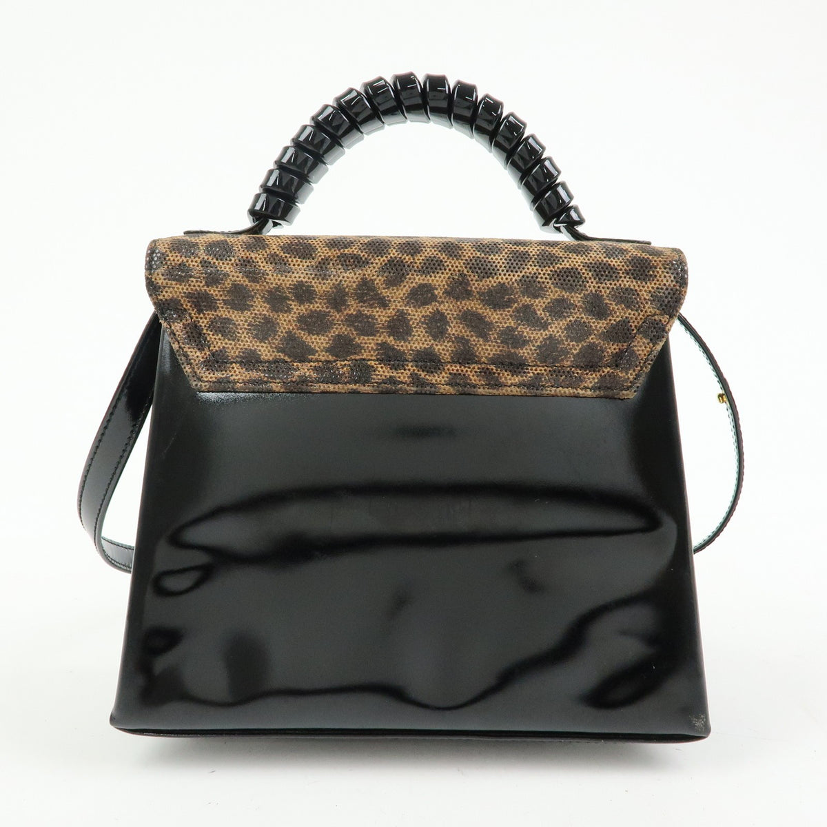 Loewe Vintage Velazquez Top Handle Leather Black Patent_Leather Handbag (Pre-Owned)