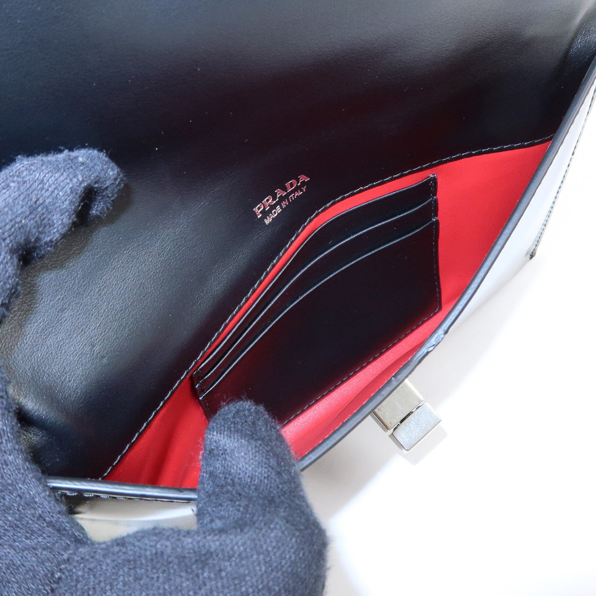 Prada Envelope Logo Clutch Spazzolato Leather Black Leather Clutche & Pouche Bag (Pre-Owned)