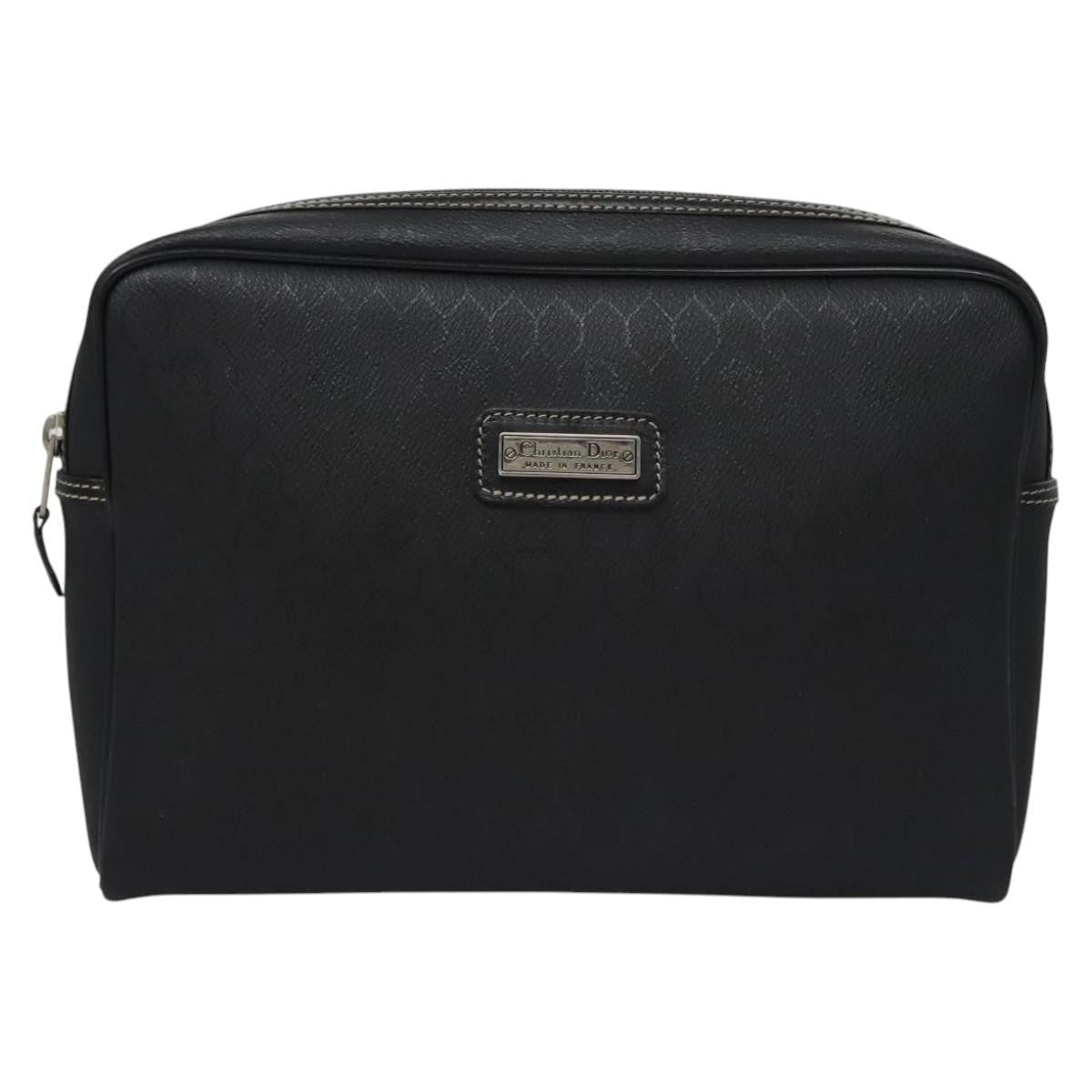 Christian Dior Vintage Honeycomb Zip Coated Canvas Black Canvas Clutche & Pouche Bag (Pre-Owned)