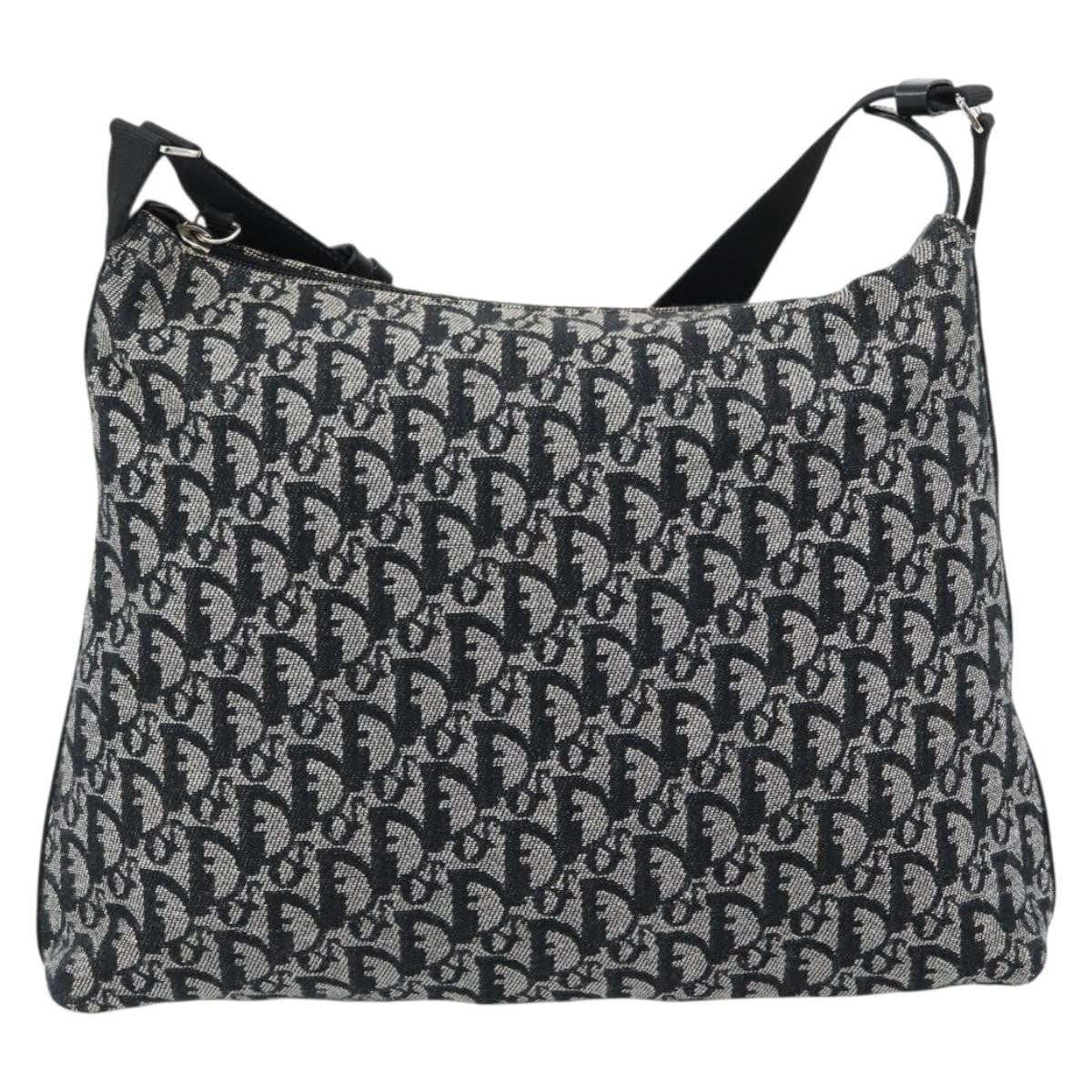 Christian Dior Vintage Trotter Messenger Diorissimo Canvas Black Canvas Shoulder Bag Bag (Pre-Owned)