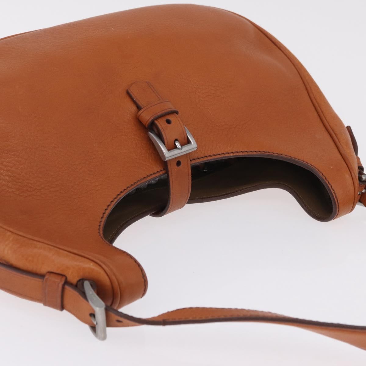 Prada Shoulder Leather Brown Leather Shoulder Bag Bag (Pre-Owned)