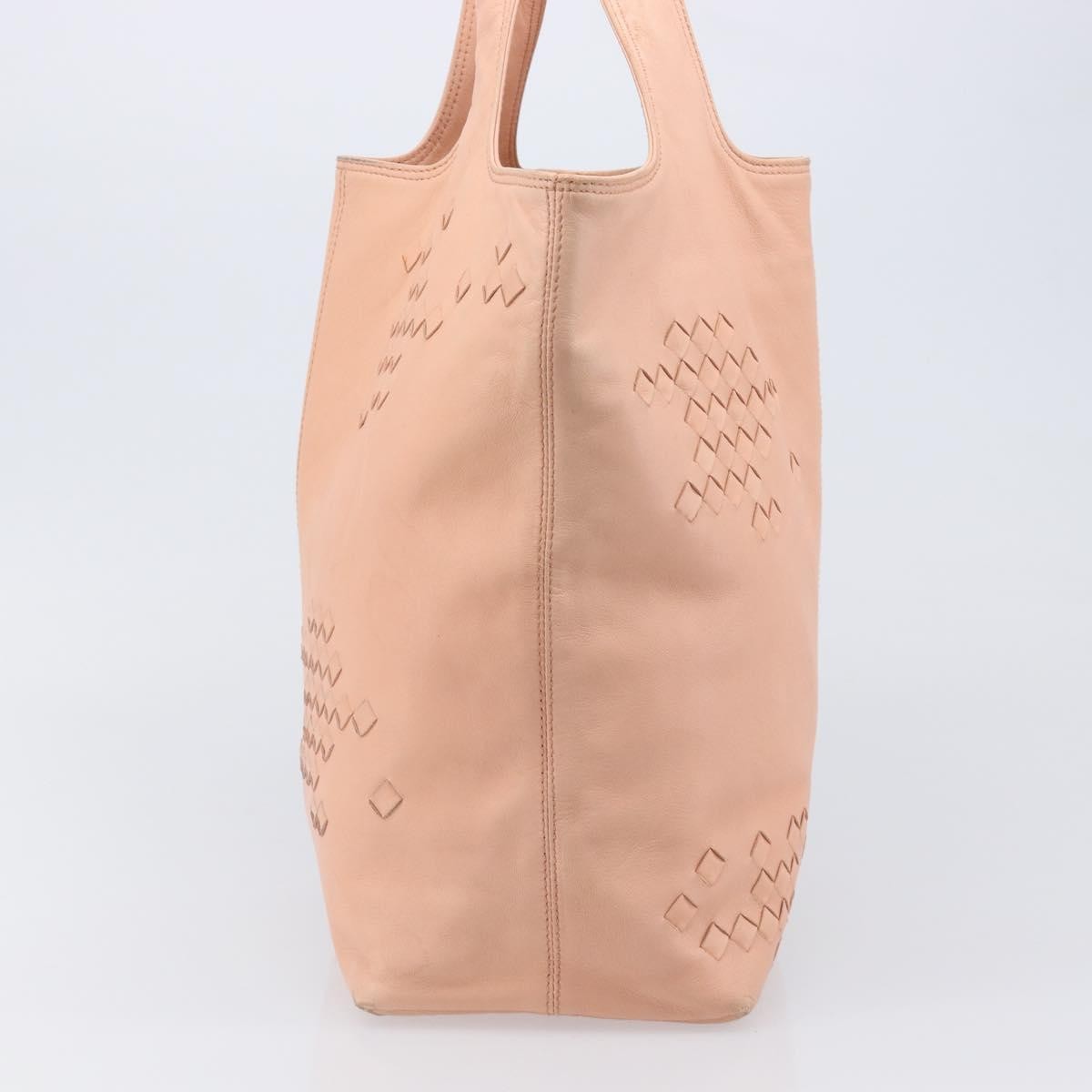 Bottega Veneta Regent Leather With Intrecciato Detail Pink Leather Tote Bag Bag (Pre-Owned)