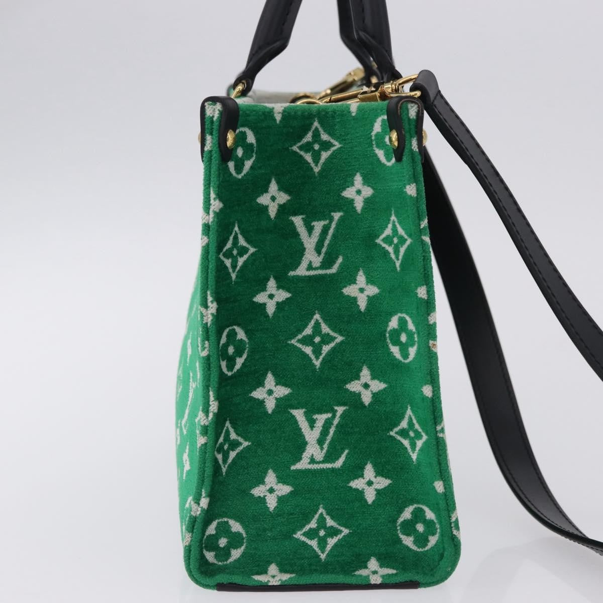 Louis Vuitton Onthego Lv Match Monogram Jacquard Velvet Green Canvas Tote Bag Bag (Pre-Owned)