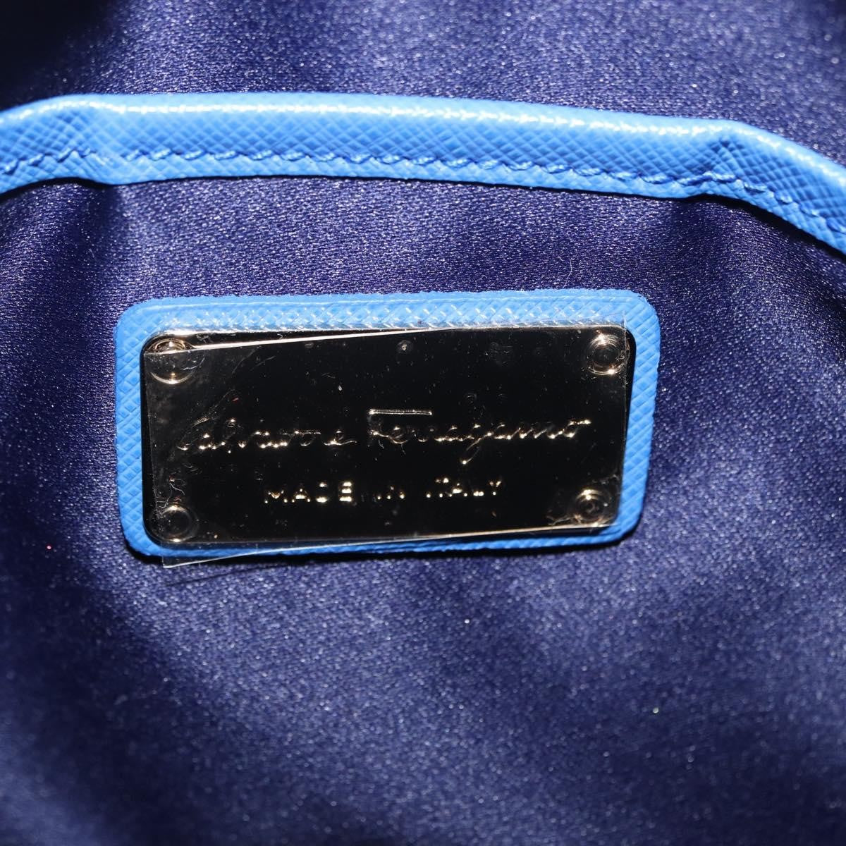 Salvatore Ferragamo Vara Chain Flap Leather Blue Leather Shoulder Bag Bag (Pre-Owned)