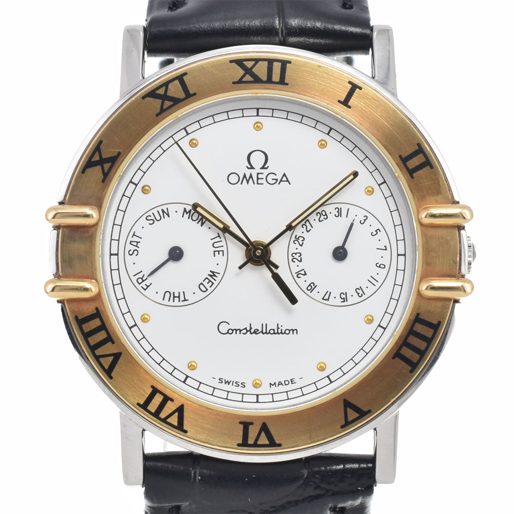 Omega Constellation Day Date Quartz Stainless Steel And Yellow Gold Watch (Pre-Owned)