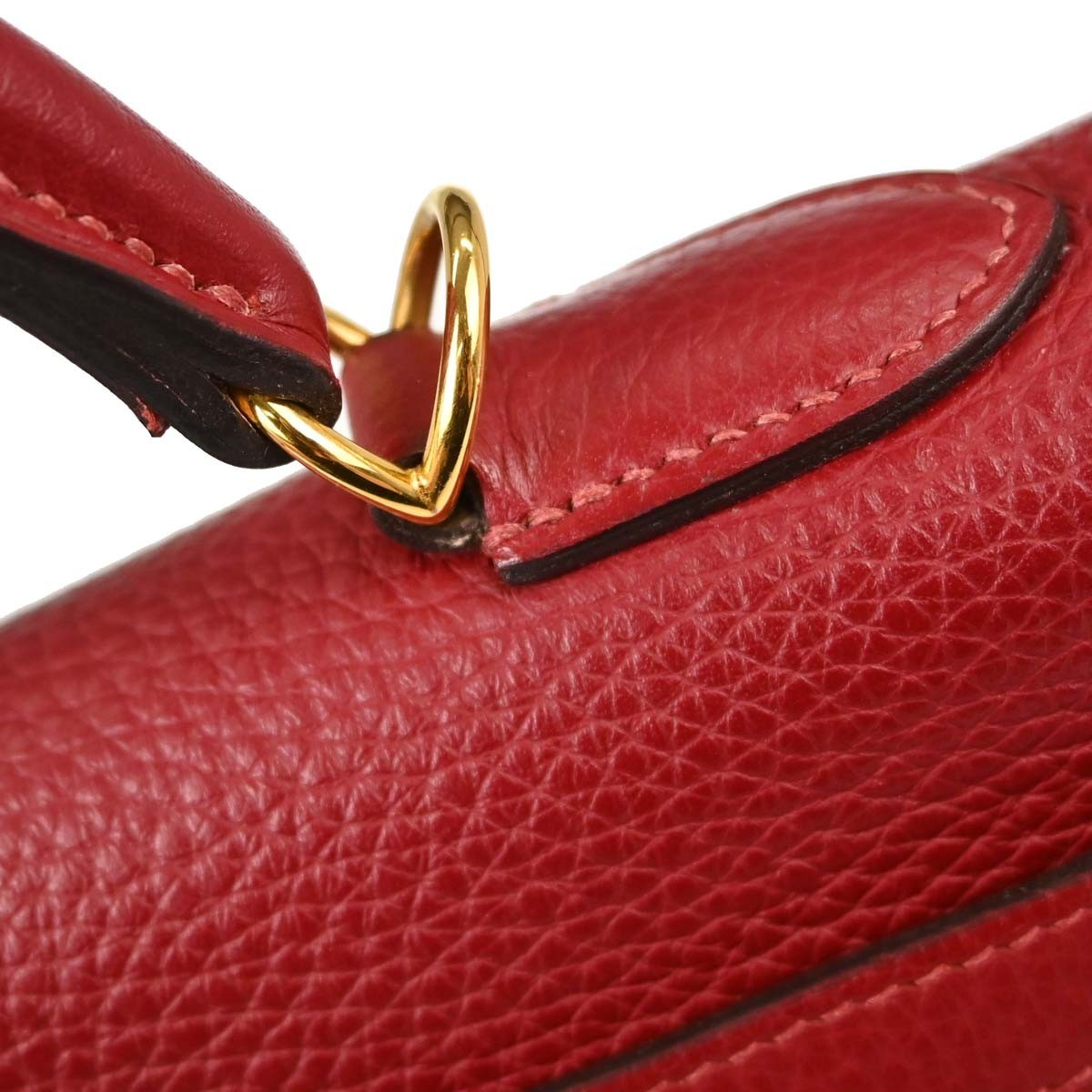 Hermes Kelly Red Togo With Gold Hardware Red Leather Handbag (Pre-Owned)