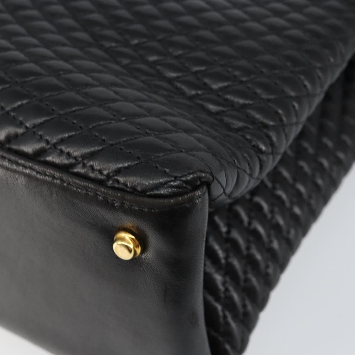 Bally Vintage Quilted Leather Black Leather Handbag (Pre-Owned)