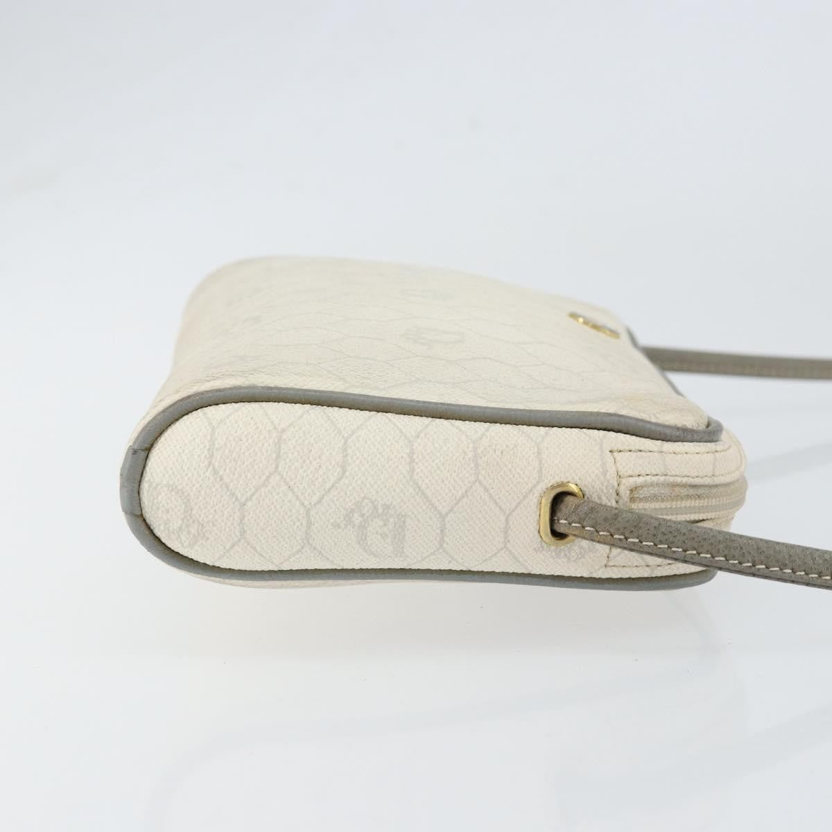 Christian Dior Vintage Honeycomb Zip Coated Canvas White Canvas Clutche & Pouche Bag (Pre-Owned)