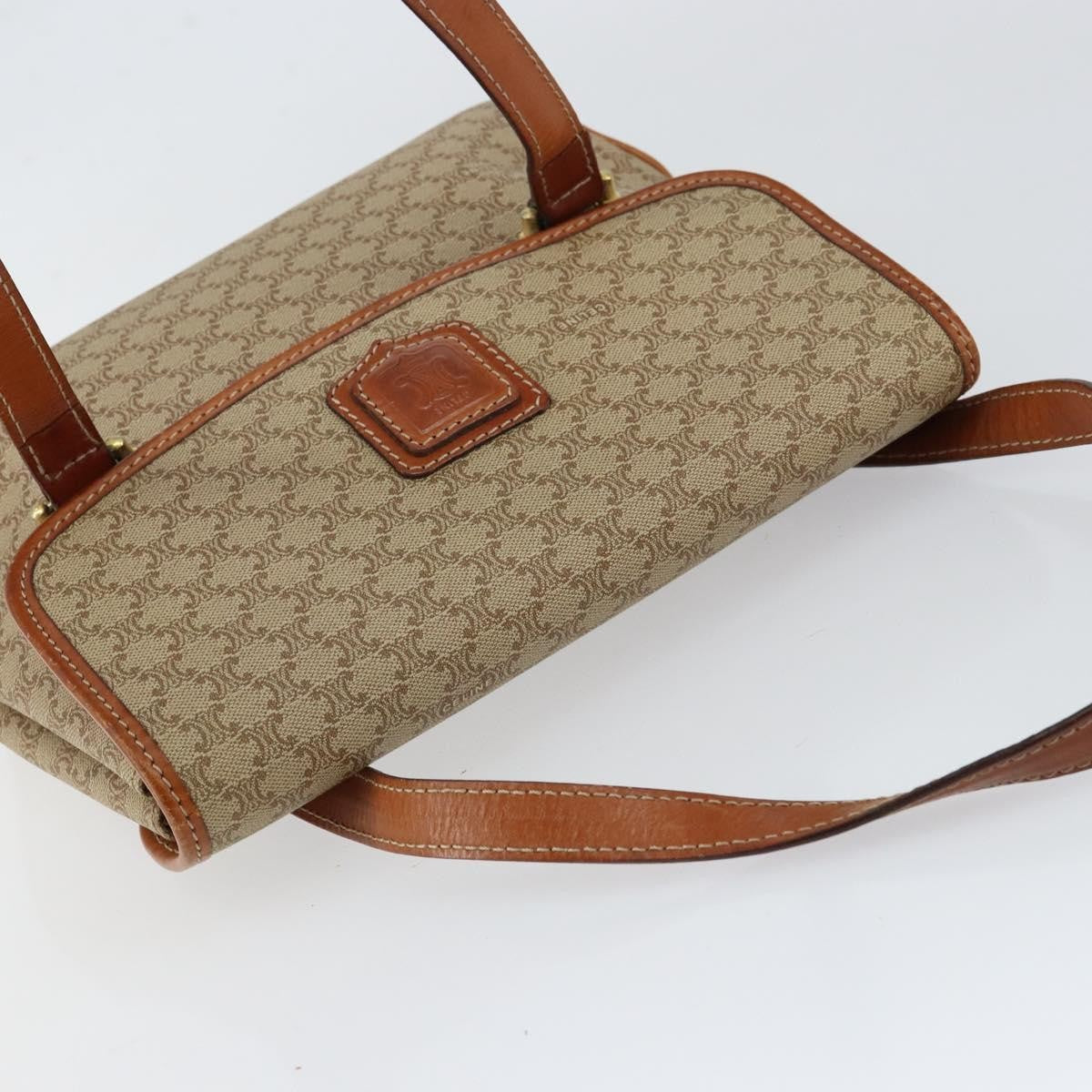 Celine Vintage Macadam Canvas And Leather Beige Canvas Handbag (Pre-Owned)