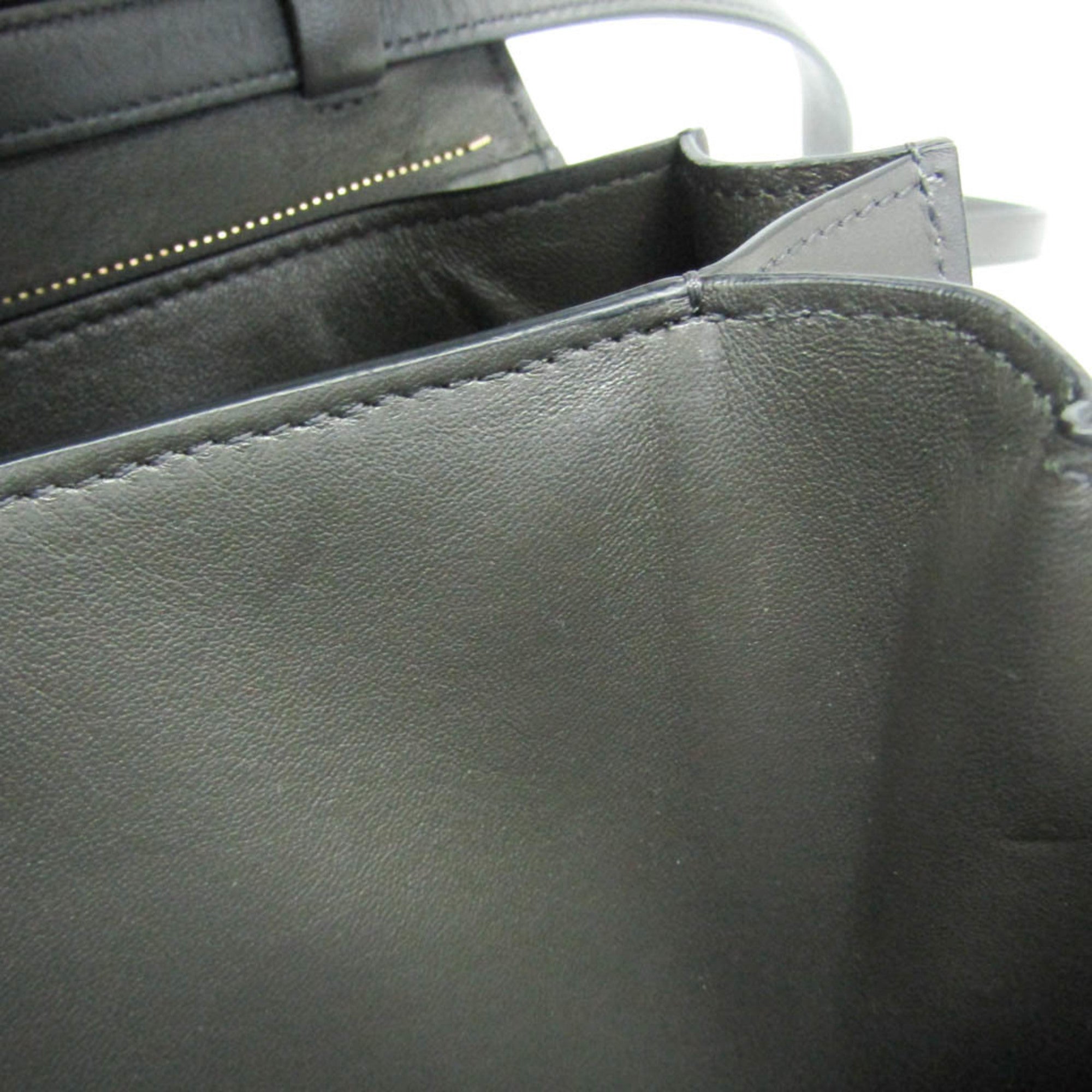Celine Classic Box Smooth Leather Gray Leather Handbag (Pre-Owned)
