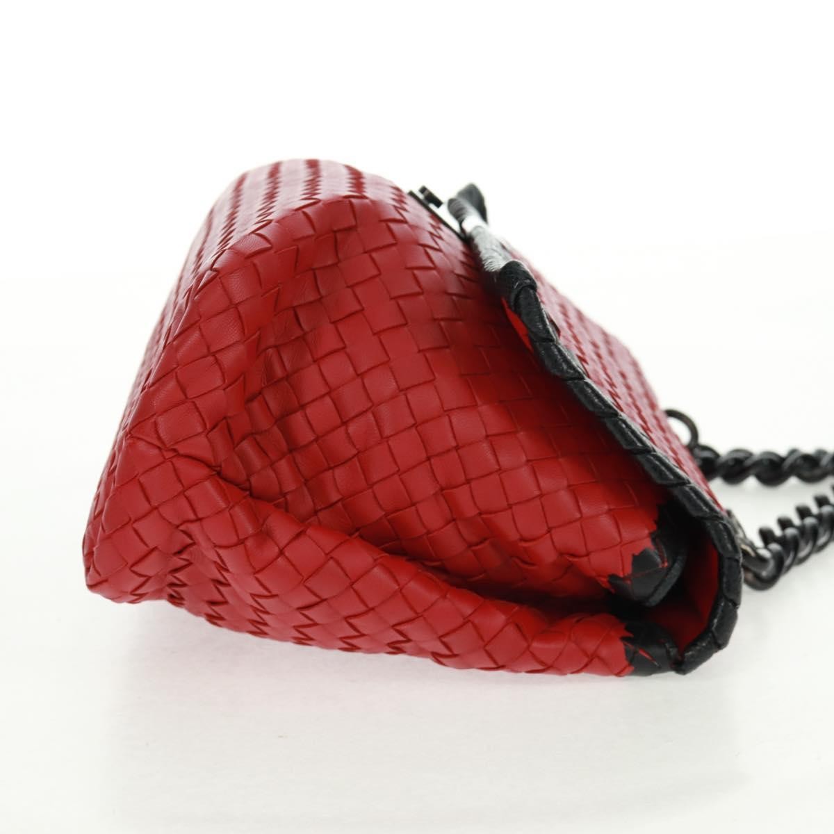 Bottega Veneta Glass Intrecciato Nappa With Snakeskin Red Leather Shoulder Bag Bag (Pre-Owned)