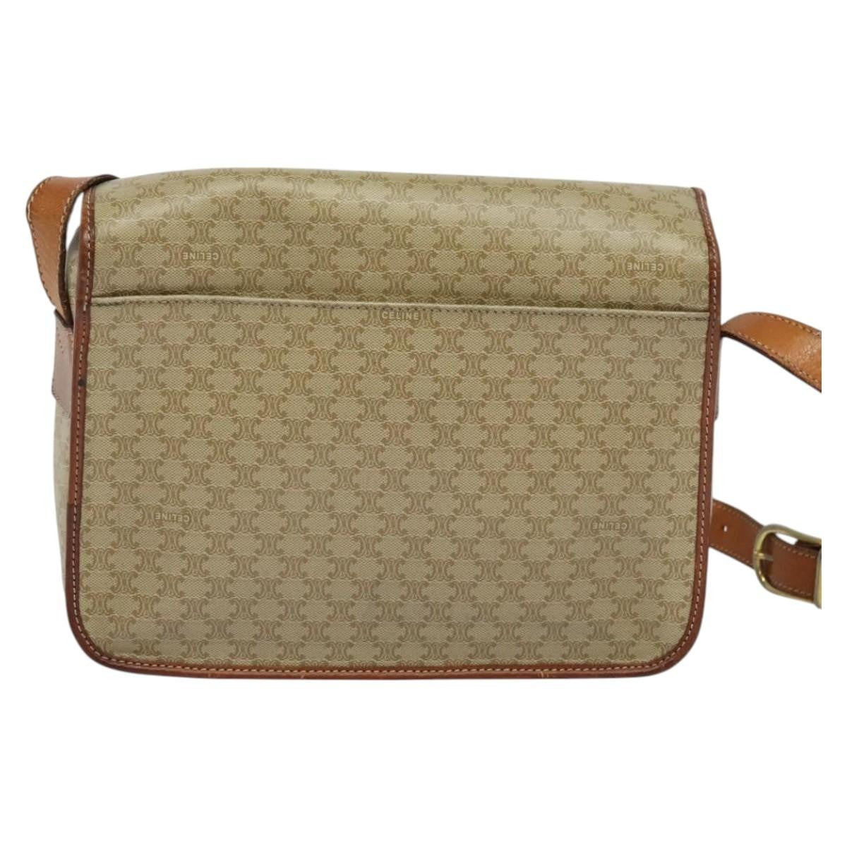 Celine Vintage Macadam Canvas And Leather Beige Canvas Shoulder Bag Bag (Pre-Owned)