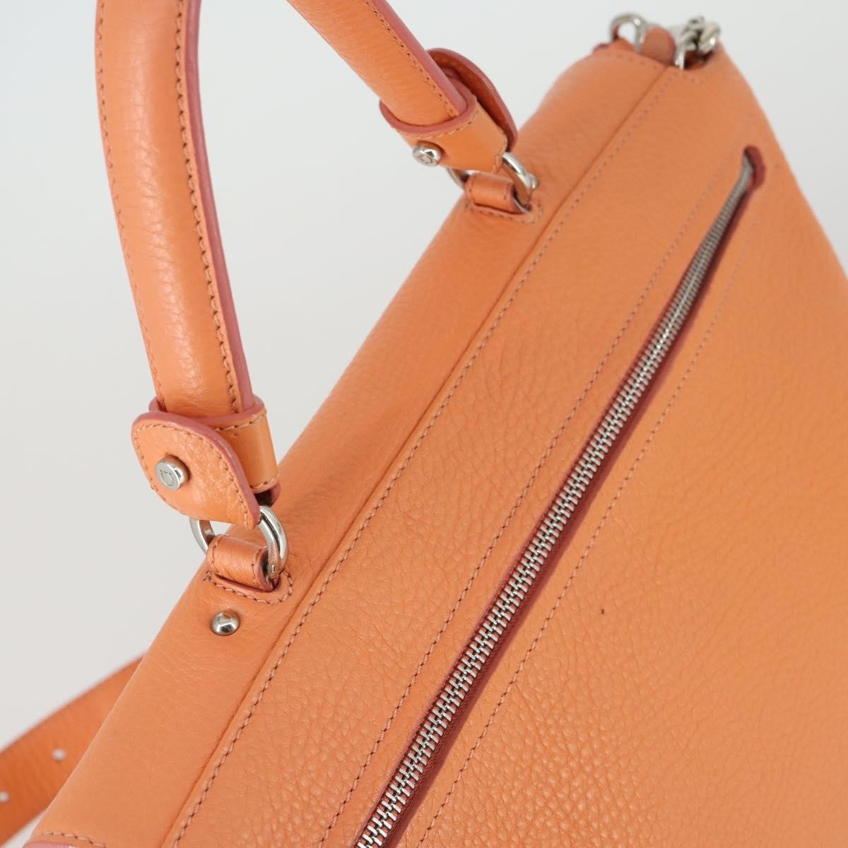 Salvatore Ferragamo Sofia Satchel Grainy Leather Orange Leather Handbag (Pre-Owned)