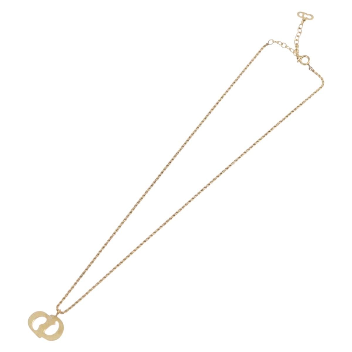 Christian Dior Cd Pendant Metal Gold Metal Necklace Jewelry (Pre-Owned)