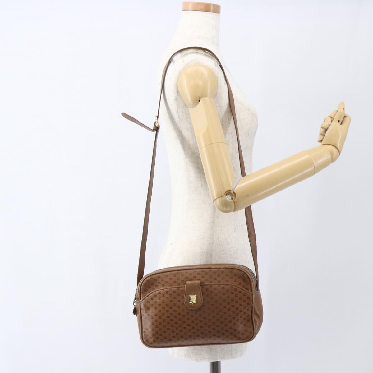 Celine Vintage Macadam Canvas And Leather Brown Canvas Shoulder Bag Bag (Pre-Owned)