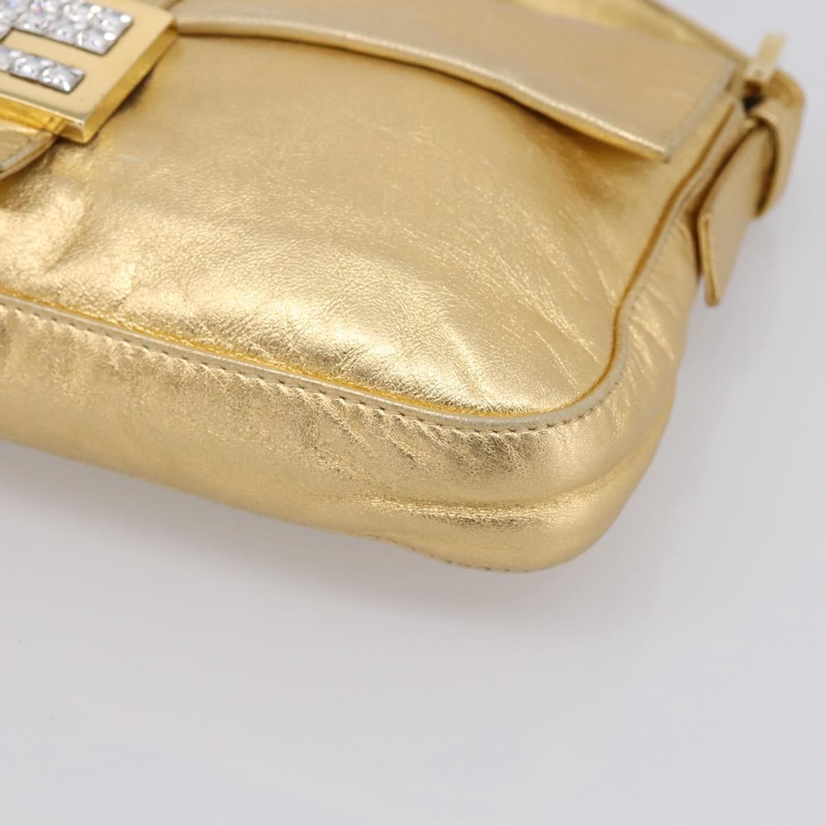 Fendi Mamma Baguette Zucca Jacquard Velvet Gold Leather Shoulder Bag Bag (Pre-Owned)