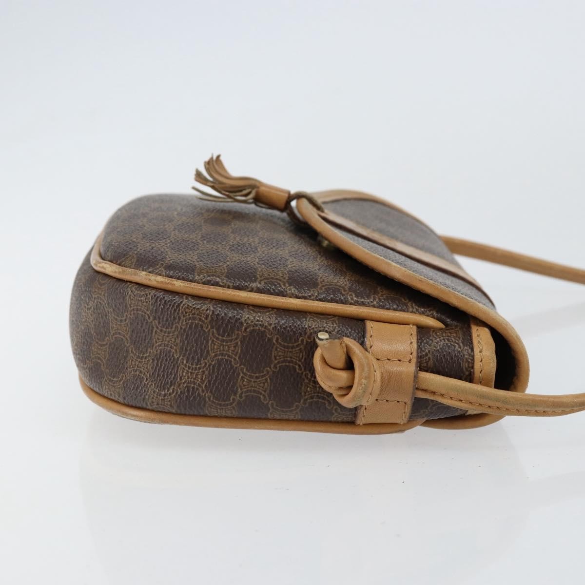 Celine Vintage Macadam Canvas And Leather Brown Canvas Shoulder Bag Bag (Pre-Owned)