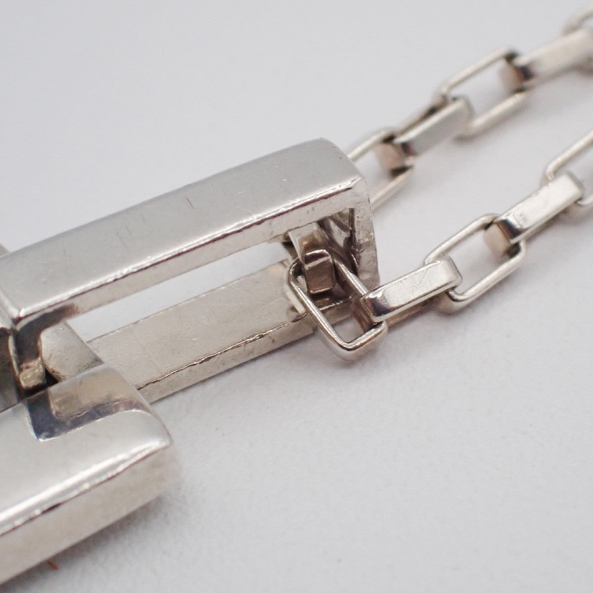Gucci Logo Plate Sterling Silver Silver Silver Necklace Jewelry (Pre-Owned)