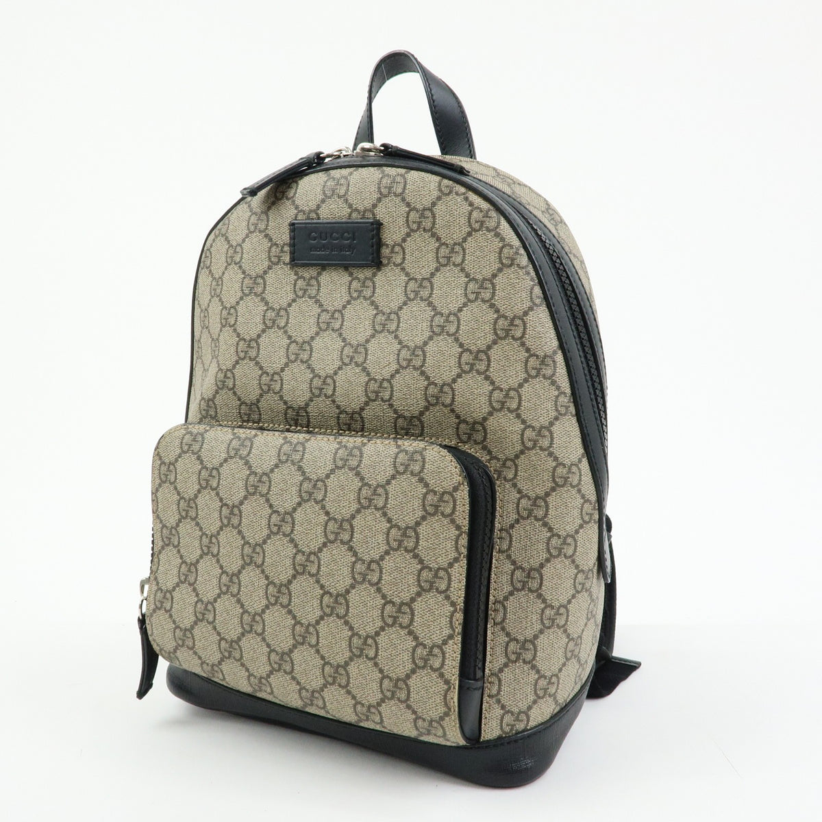 Gucci Zip Pocket Gg Coated Canvas Beige Canvas Backpack Bag (Pre-Owned)