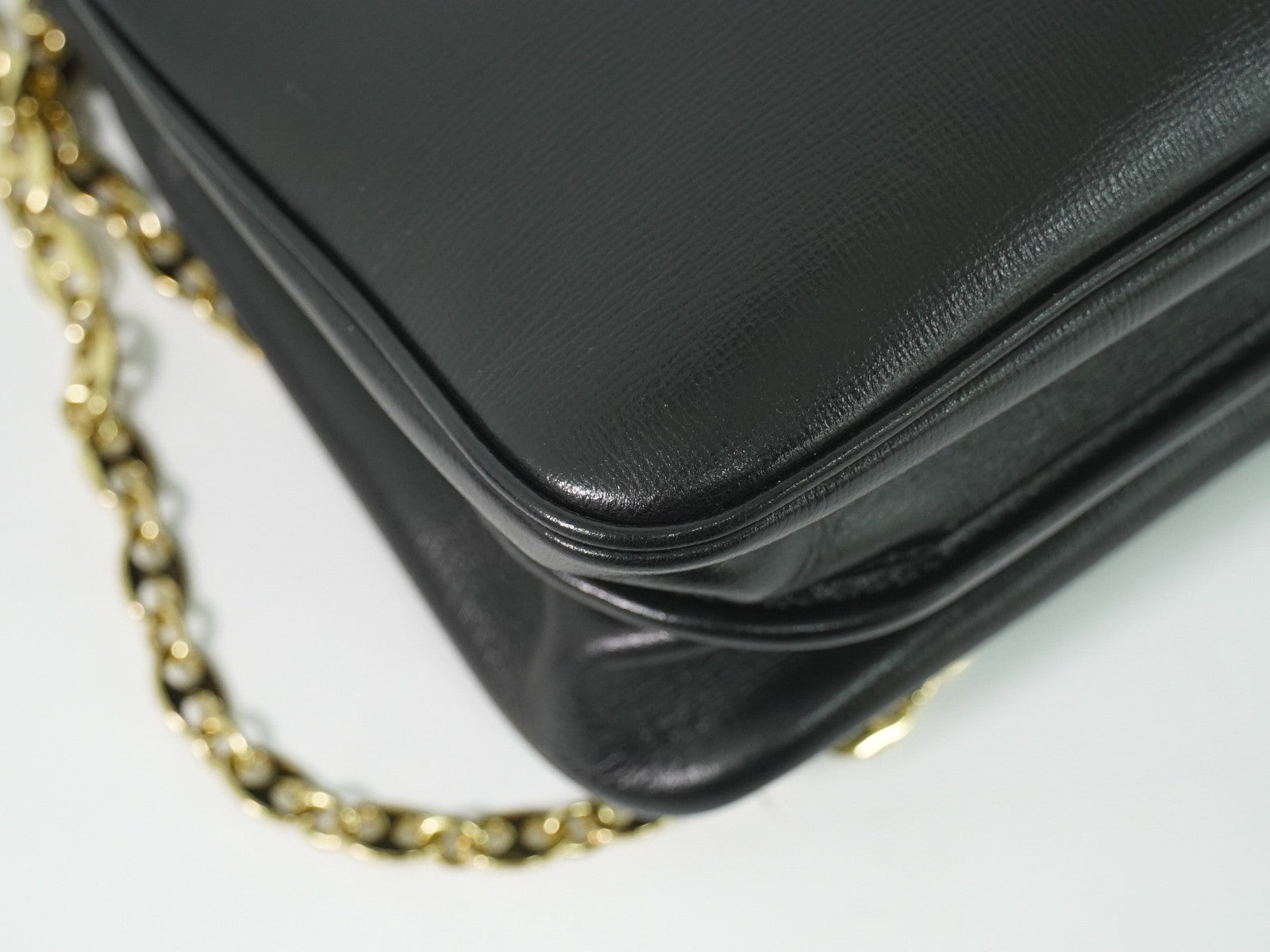 Gucci Marina Chain Leather Black Leather Shoulder Bag Bag (Pre-Owned)