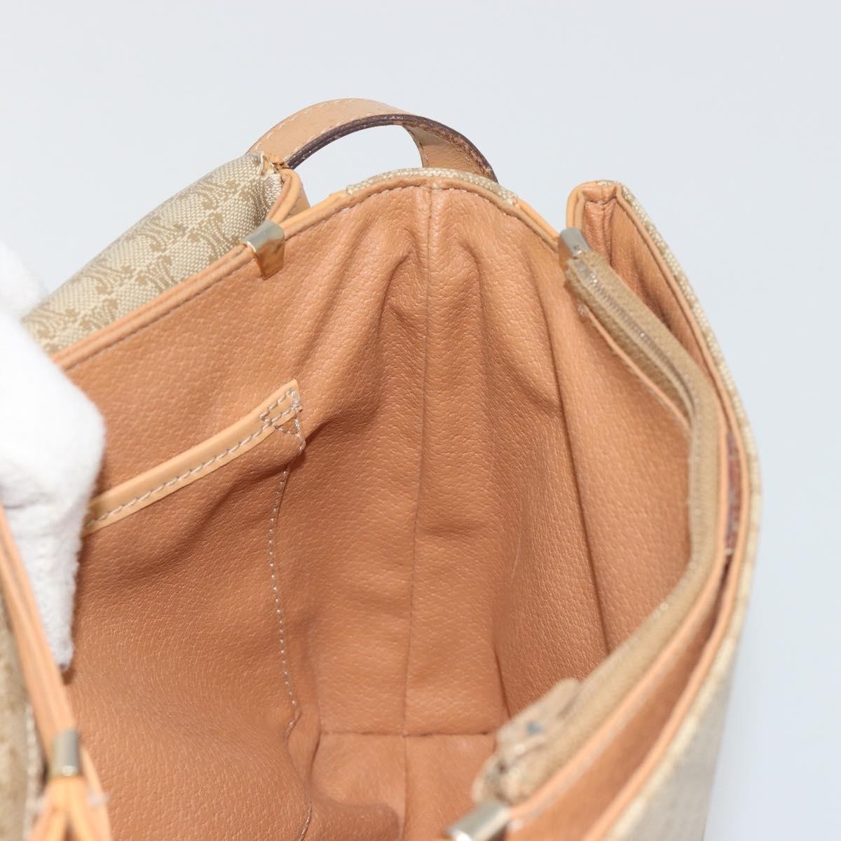 Celine Vintage Macadam Canvas And Leather Beige Canvas Shoulder Bag Bag (Pre-Owned)