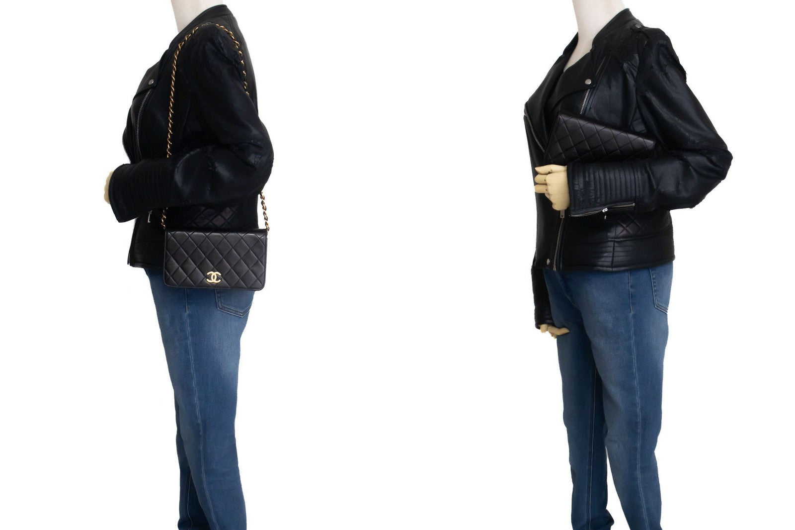 Chanel Vintage Full Flap Quilted Lambskin Black Leather Shoulder Bag Bag (Pre-Owned)