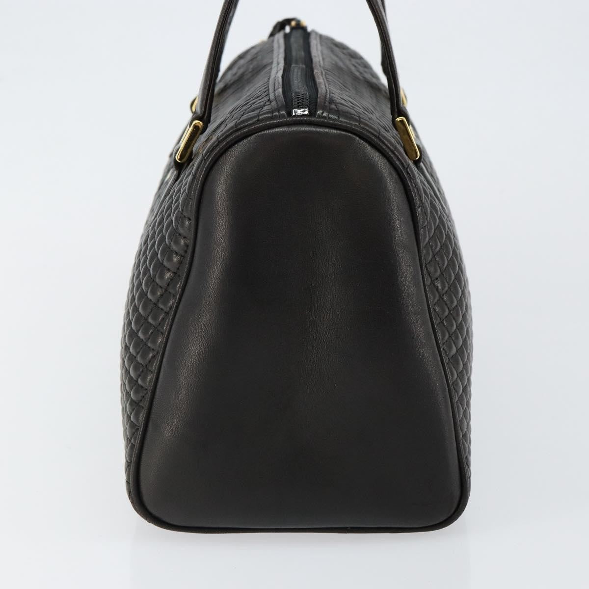 Bally Vintage Quilted Leather Black Leather Handbag (Pre-Owned)