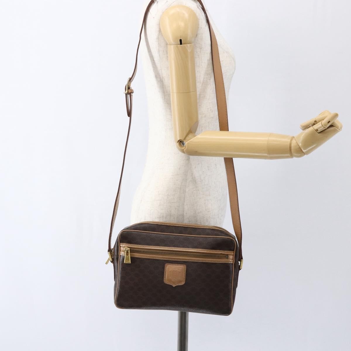 Celine Vintage Macadam Canvas And Leather Brown Canvas Shoulder Bag Bag (Pre-Owned)