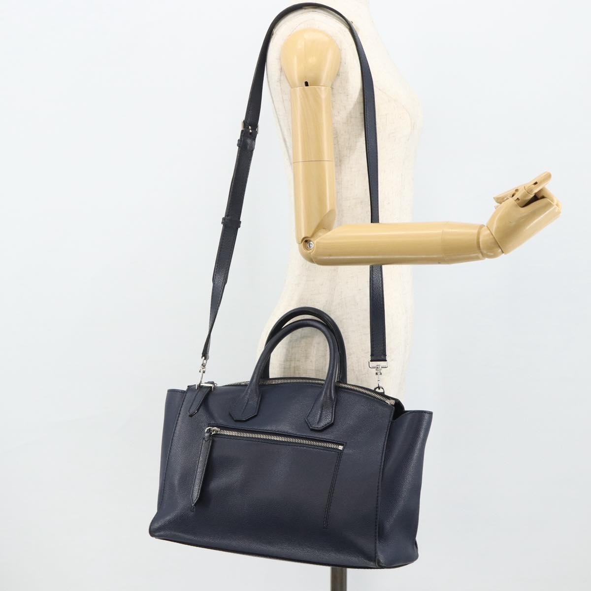 Bally Vintage Leather Navy Leather Handbag (Pre-Owned)