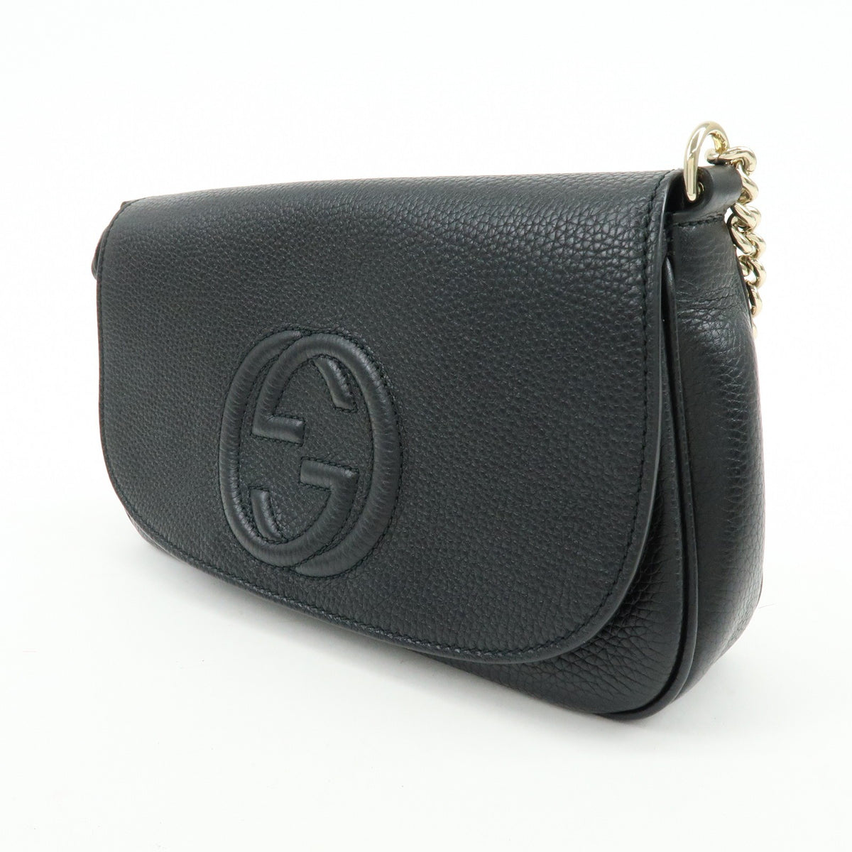 Gucci Soho Chain Leather Black Calfskin Crossbody Bag Bag (Pre-Owned)