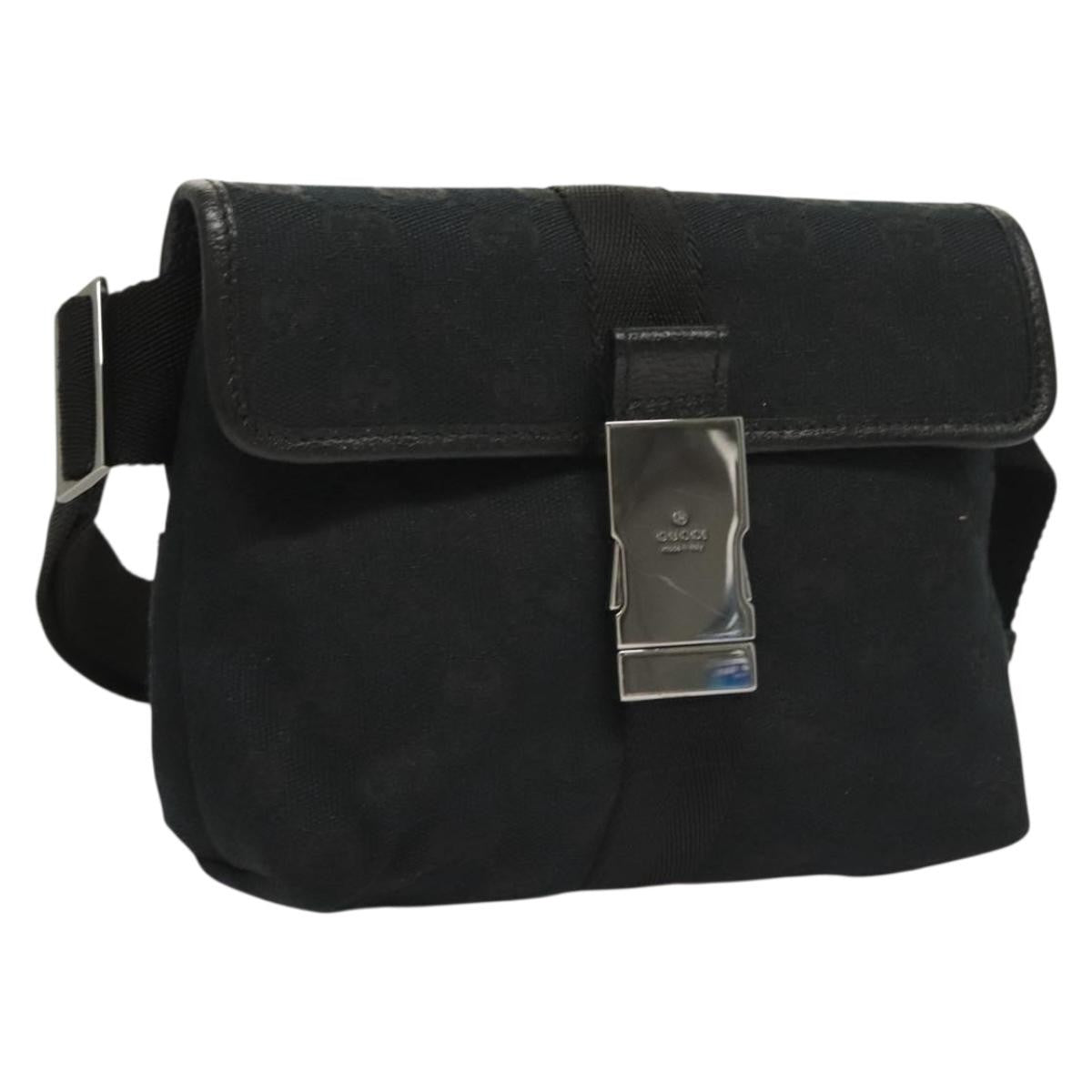 Gucci Buckle Belt Gg Canvas And Leather Black Canvas Bag (Pre-Owned)