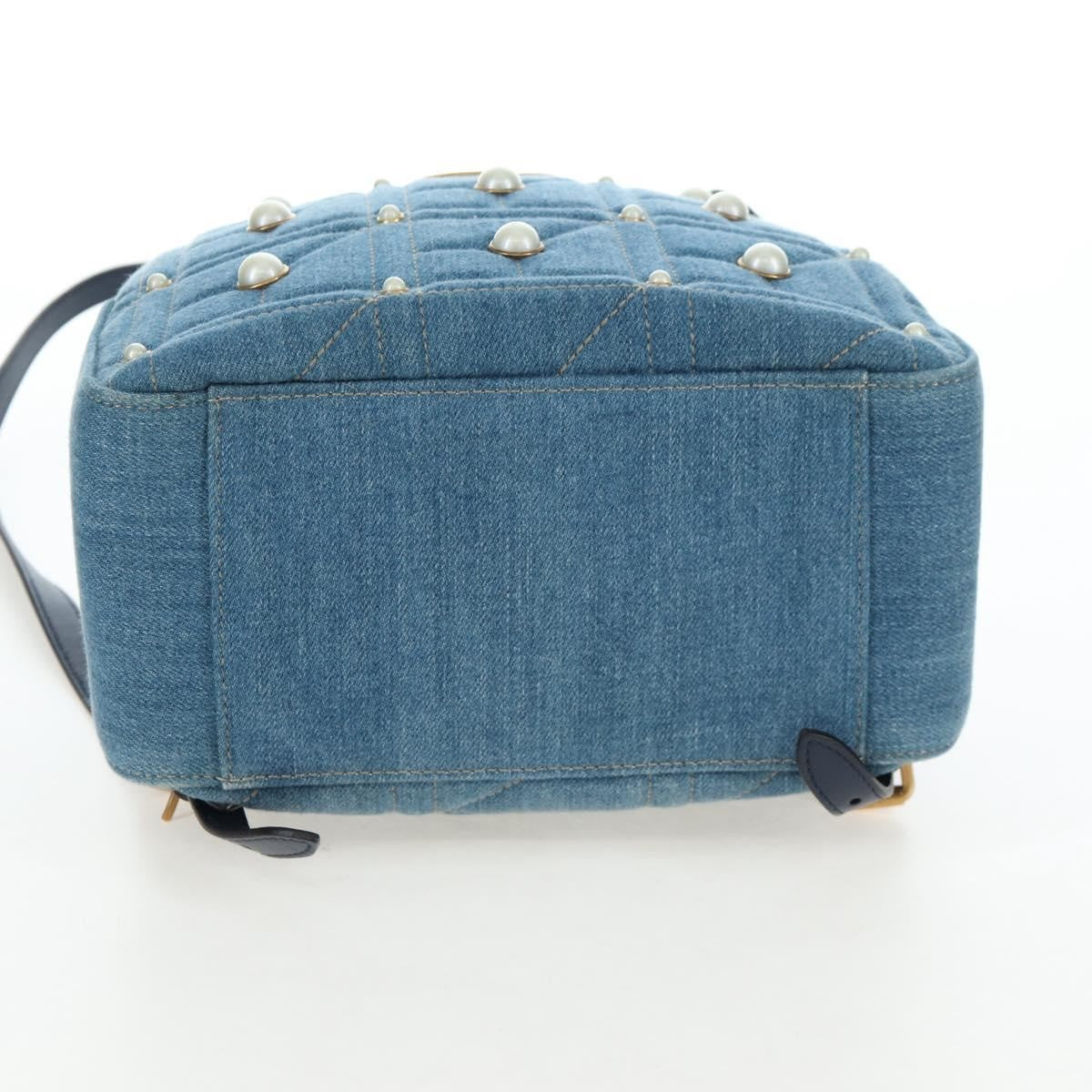 Gucci Pearly Gg Marmont Embellished Matelasse Denim Blue Denim_Jeans Backpack Bag (Pre-Owned)