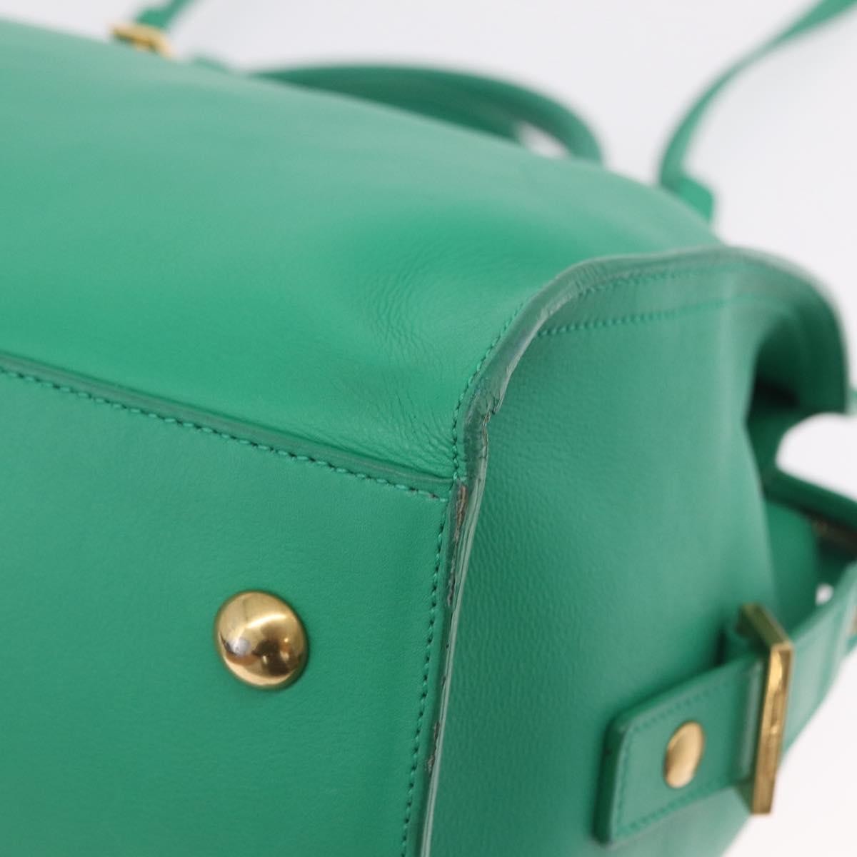 Saint Laurent Classic Y Cabas Leather Green Leather Tote Bag Bag (Pre-Owned)
