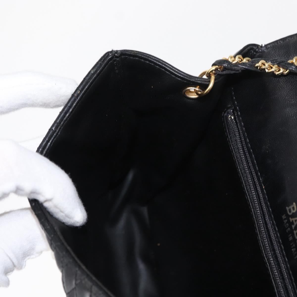 Bally Vintage Chain Quilted Leather Black Leather Shoulder Bag Bag (Pre-Owned)
