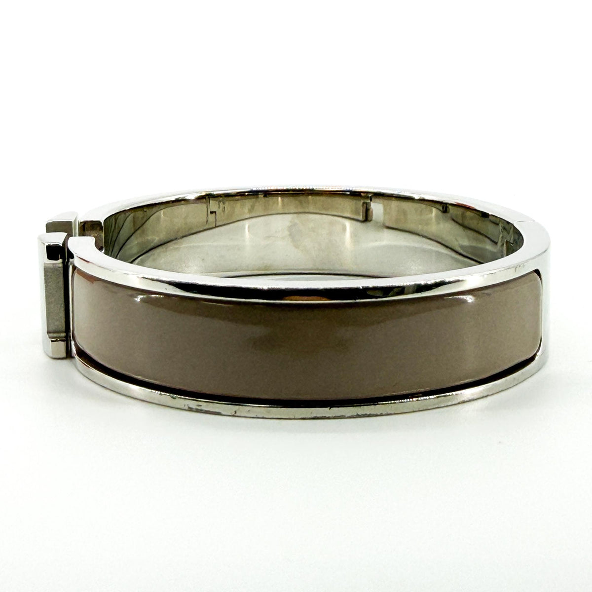 Hermes Clic H Enamel Brown Silver Bracelet Jewelry (Pre-Owned)