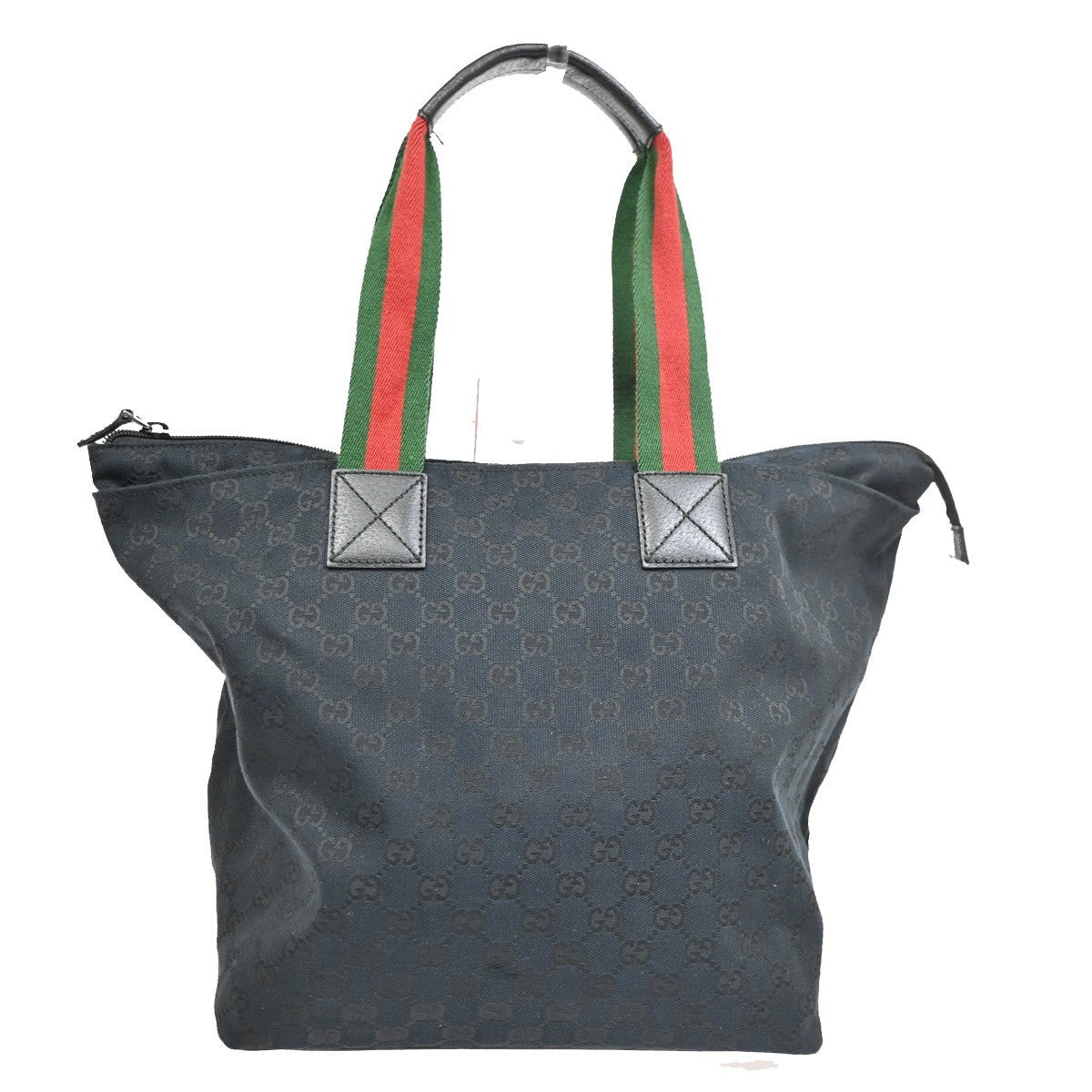 Gucci Web Zip Gg Canvas Black Canvas Tote Bag Bag (Pre-Owned)