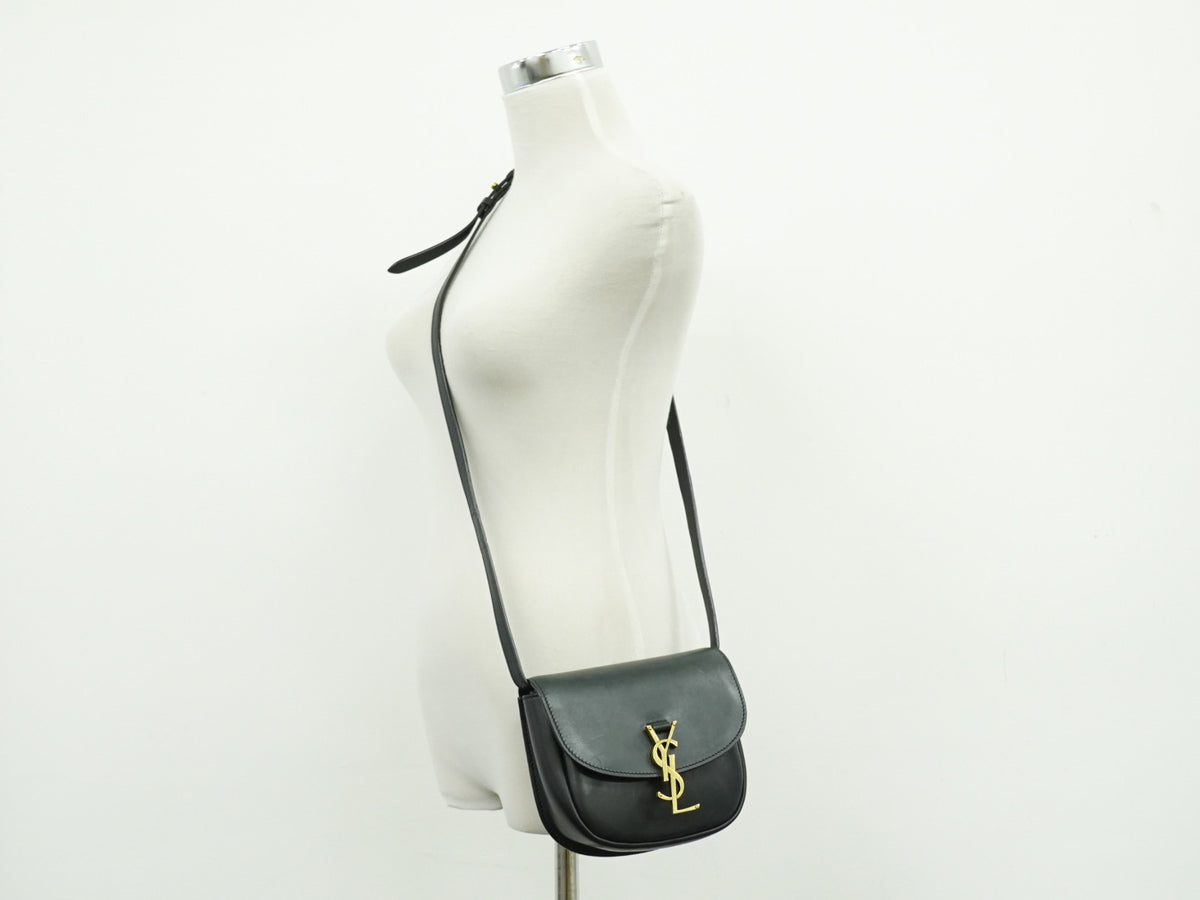 Saint Laurent Kaia Leather Black Leather Shoulder Bag Bag (Pre-Owned)