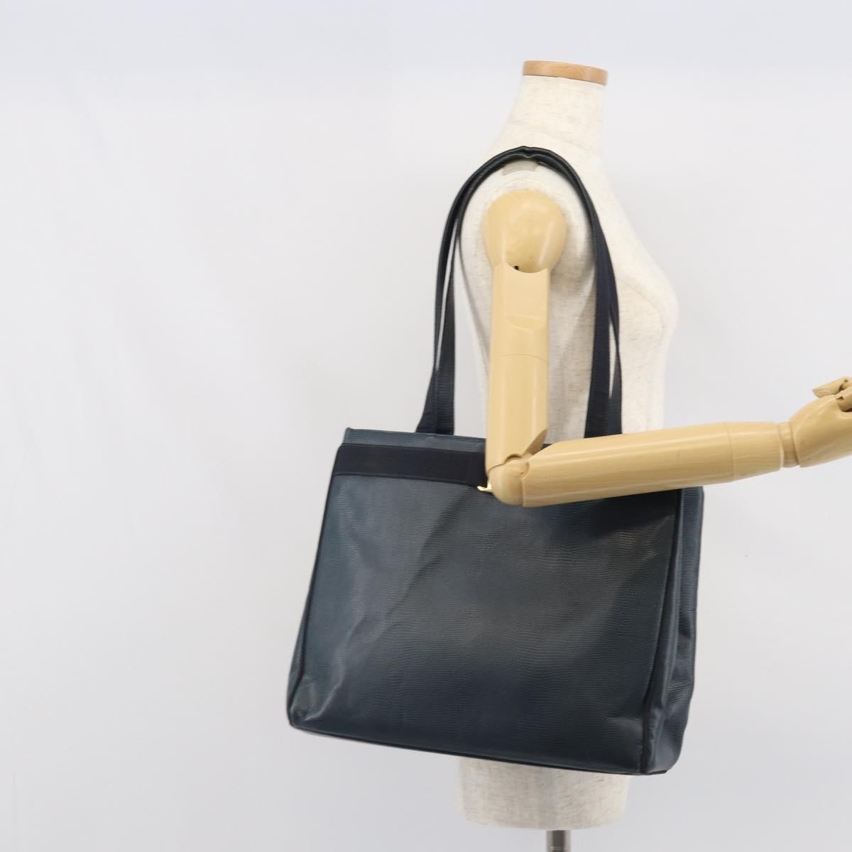 Salvatore Ferragamo Vala Tote Leather Blue Leather Tote Bag Bag (Pre-Owned)