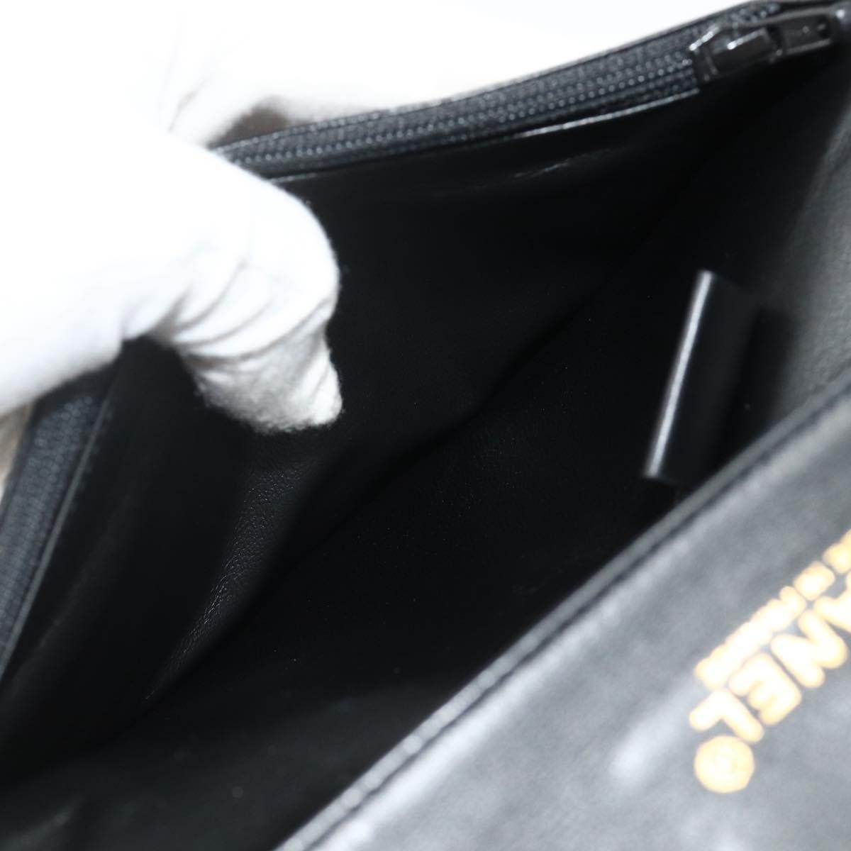 Chanel Flap Clutch Leather Black Leather Clutche & Pouche Bag (Pre-Owned)