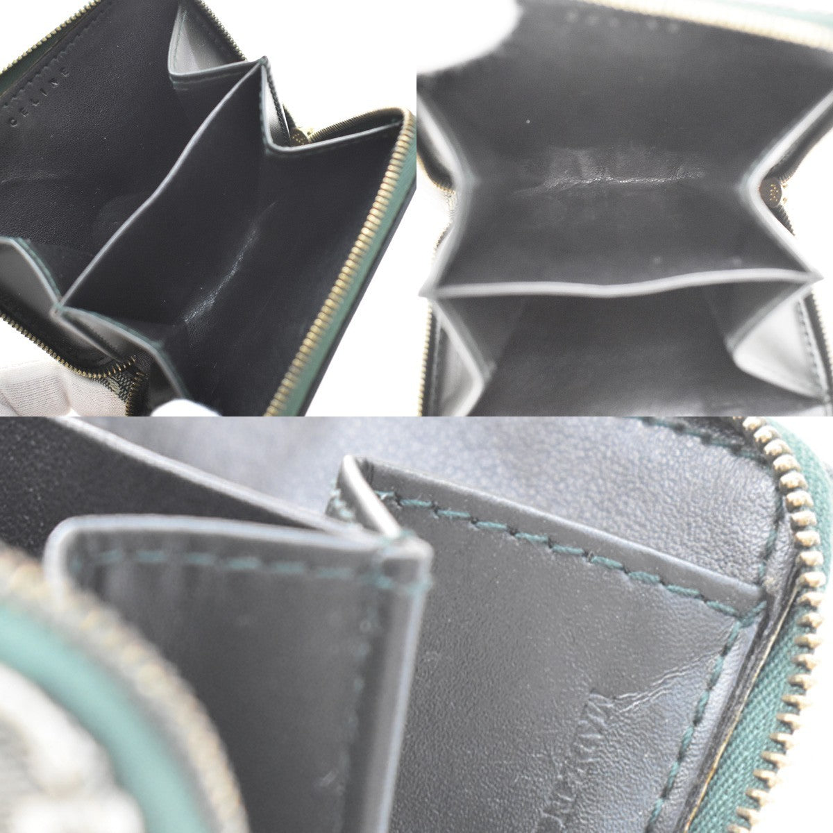 Celine Zipped Around Canvas Green Canvas Wallets Accessory (Pre-Owned)