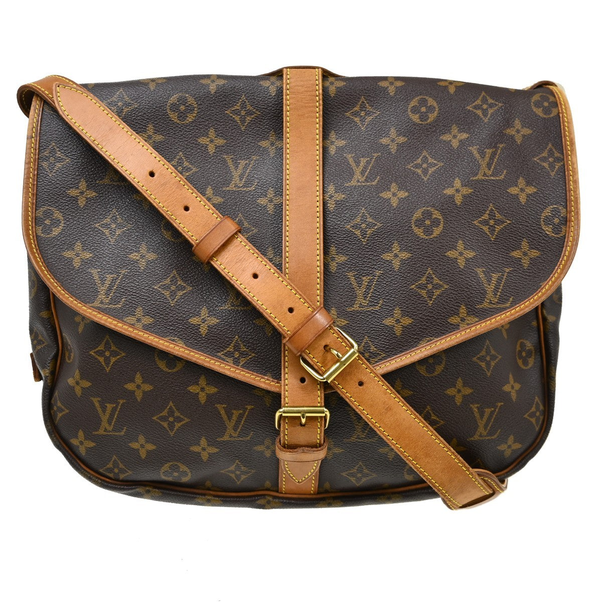 Louis Vuitton Saumur Monogram Canvas Brown Canvas Shoulder Bag Bag (Pre-Owned)