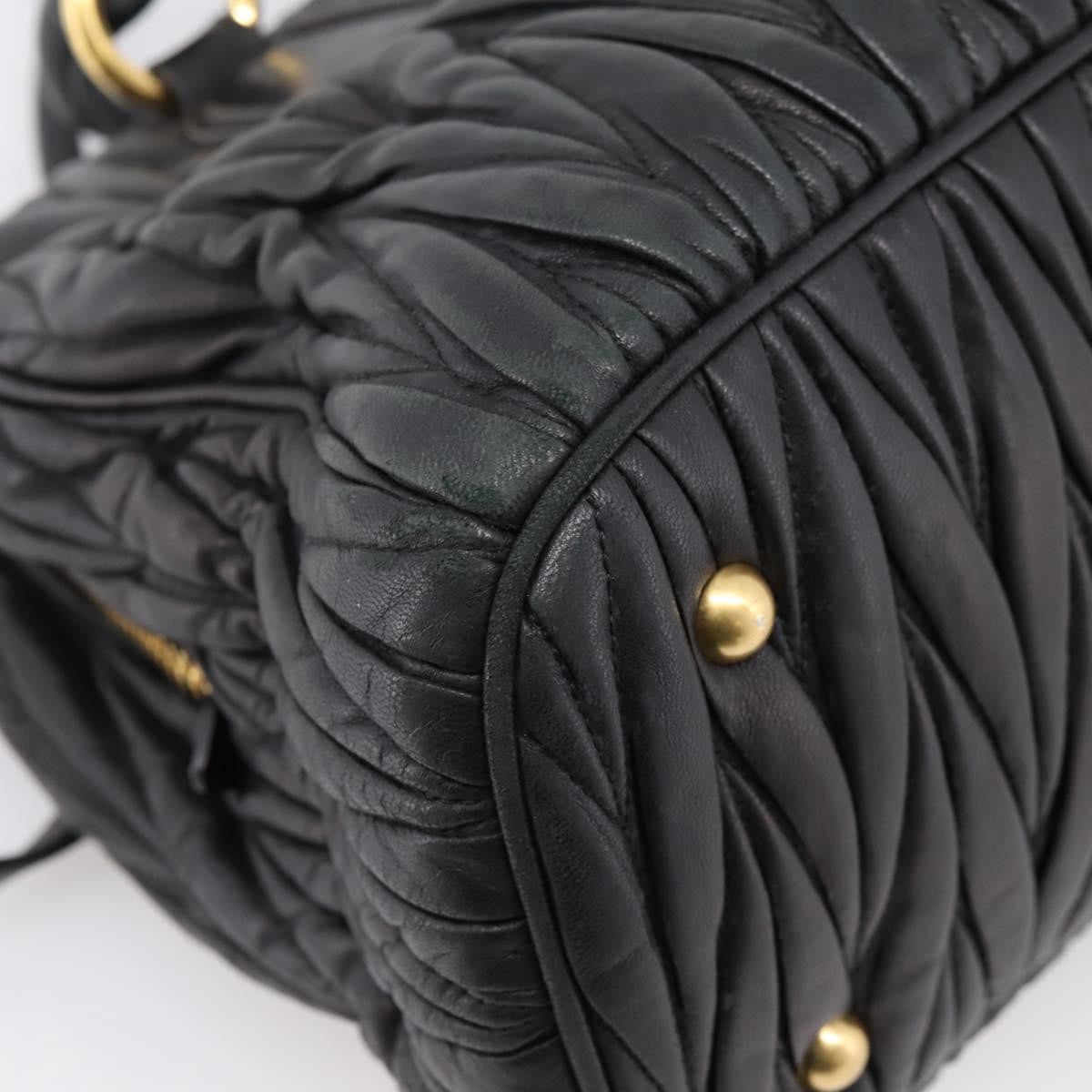 Miu Miu Madras Bowler Matelasse Leather Black Leather Handbag (Pre-Owned)