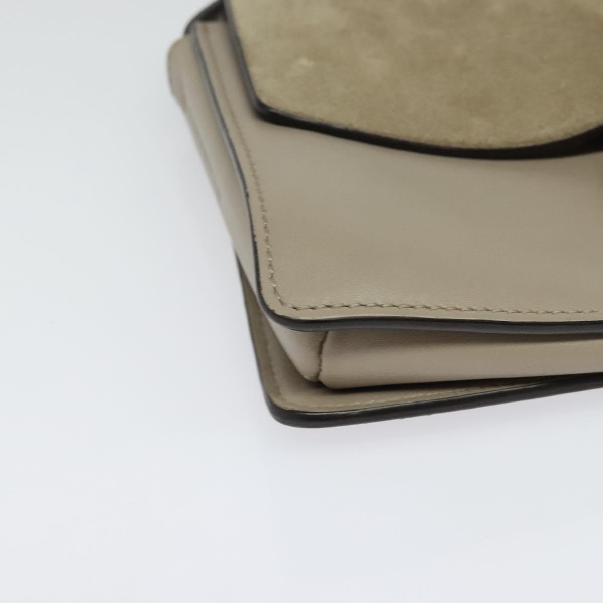 Chloe Faye Leather And Suede Gray Leather Shoulder Bag Bag (Pre-Owned)