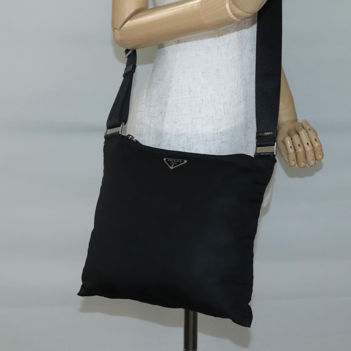 Prada Flat Messenger Tessuto Black Nylon Shoulder Bag Bag (Pre-Owned)