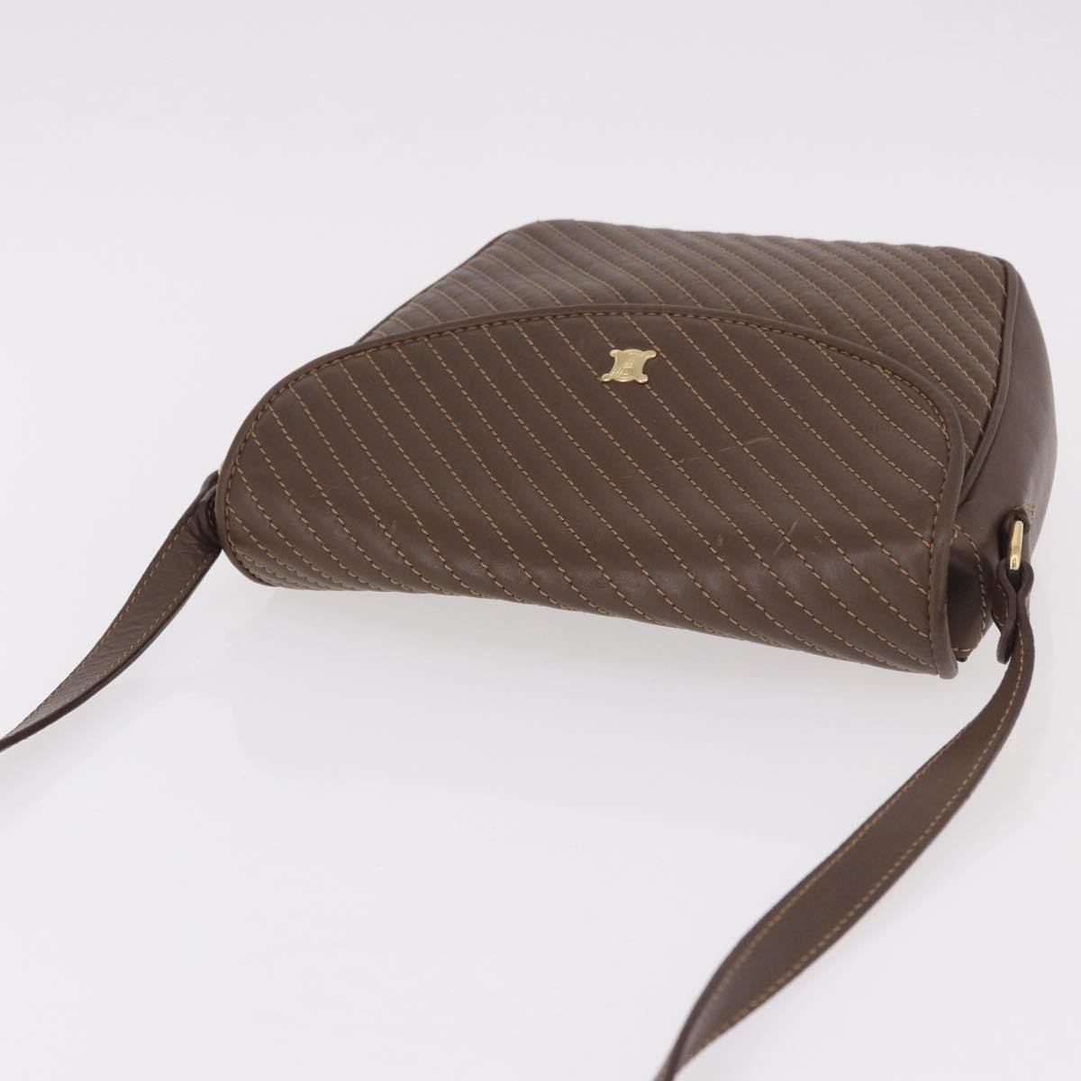 Celine Macadam Leather Brown Leather Shoulder Bag Bag (Pre-Owned)
