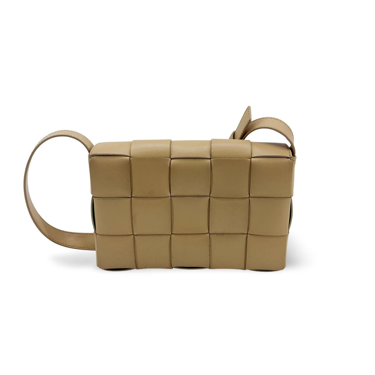 Bottega Veneta Cassette Zip Maxi Intrecciato Webbed Canvas Beige Other Crossbody Bag Bag (Pre-Owned)